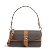 Michael Kors Signature Medium Greenwich Top Handle Bag In Brown Coated Canvas And Leather In Brown
