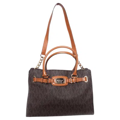 Pre-owned Michael Kors , Brown Canvas Monogram Shopper.
