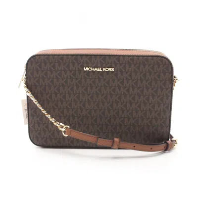Pre-owned Michael Kors Brown Coated Canvas Leather Shoulder Bag ()