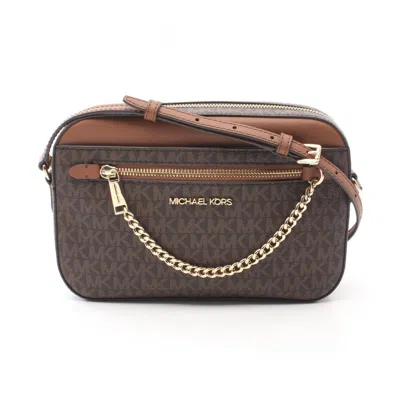 Pre-owned Michael Kors Brown Coated Canvas Leather Shoulder Bag ()