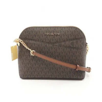 Pre-owned Michael Kors Brown Coated Canvas Leather Shoulder Bag Weekend Bag ()