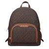 Michael Kors Jaycee Mini Xs Brown Signature Pvc Zip Pocket Shoulder Backpack Bag In Brown