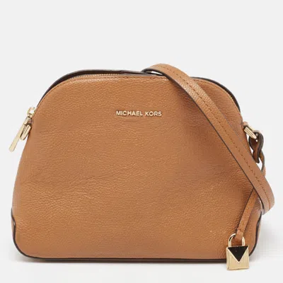 Pre-owned Michael Kors Brown Leather Cindy Dome Crossbody Bag