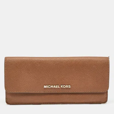 Pre-owned Michael Kors Brown Leather Continental Wallet