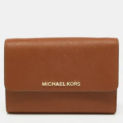 Pre-owned Michael Kors Brown Leather Flap Wallet