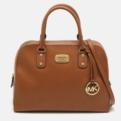 Pre-owned Michael Kors Brown Leather Large Sandrine Satchel