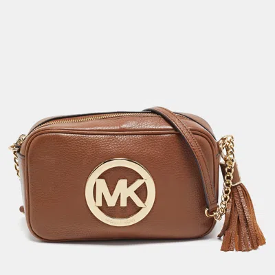Pre-owned Michael Kors Brown Leather Logo Camera Crossbody Bag