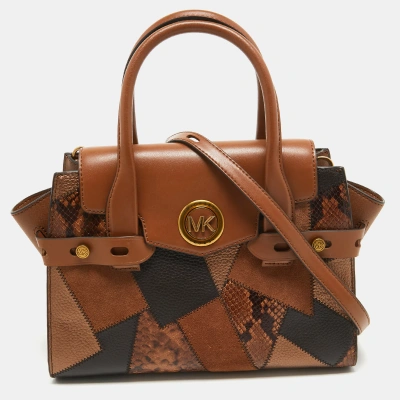 Pre-owned Michael Kors Brown Leather Patchwork Carmen Belted Satchel