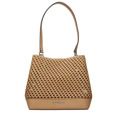 Michael Kors Brown Leather Shoulder Bags In Black