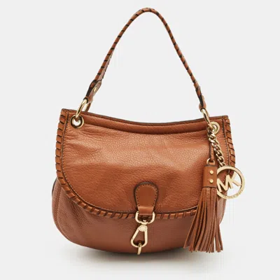Pre-owned Michael Kors Brown Leather Tassel Braided Flap Hobo