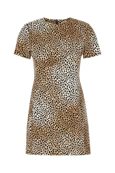 Michael Kors Brown Mini Dress With All-over Leopard Print In Tech Fabric Blend Woman In Animal Print