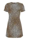 Michael Kors Brown Mini Dress With All-over Leopard Print In Tech Fabric Blend Woman