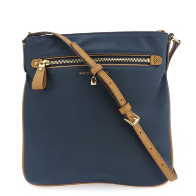 Pre-owned Michael Kors Brown Navy Nylon Leather Shoulder Bag ()