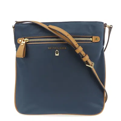 Pre-owned Michael Kors Brown Navy Nylon Leather Shoulder Bag ()