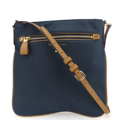 Pre-owned Michael Kors Brown Navy Nylon Leather Shoulder Bag ()