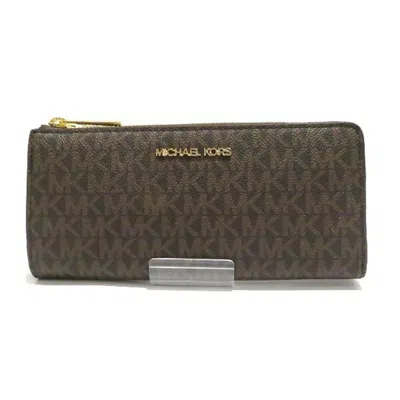 Pre-owned Michael Kors Brown Pvc Leather Long Wallet (bi-fold) ()