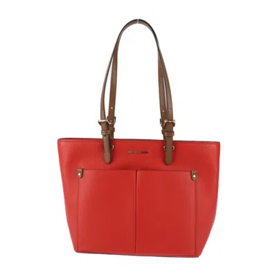 Pre-owned Michael Kors Brown Red Color Leather Handbag Shoulder Bag Tote Bag ()