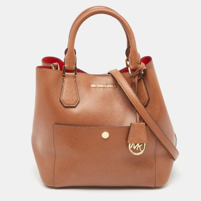 Pre-owned Michael Kors Brown Saffiano Leather Greenwich Tote