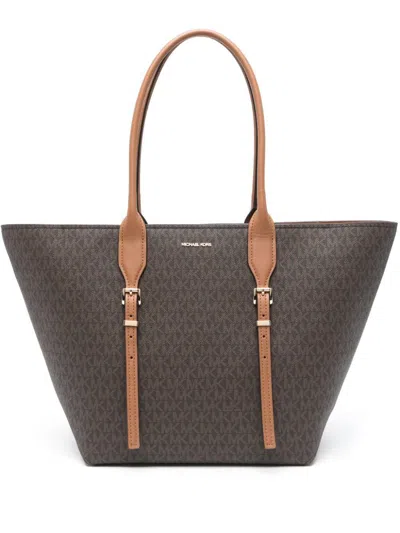 Michael Kors Brown Shopping Bag In Multi