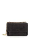 Michael Kors Brown Shoulder Bag With Chain Strap And Front Logo In Suede Woman In Brown