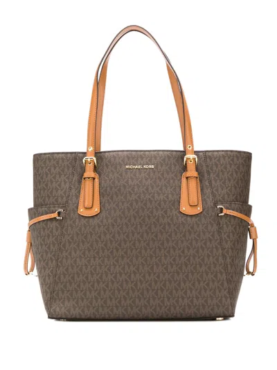 Michael Kors Brown Voyager Shopper With Logo