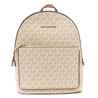 Pre-owned Michael Kors Brown White Pvc Backpack ()