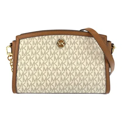 Pre-owned Michael Kors Brown White Pvc Leather Pochette Shoulder Bag () In Multi