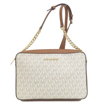 Pre-owned Michael Kors Brown White Pvc Shoulder Bag ()