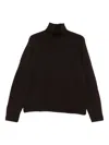 Michael Kors Brown Wool Sweater With High Ribbed Turtleneck In Black