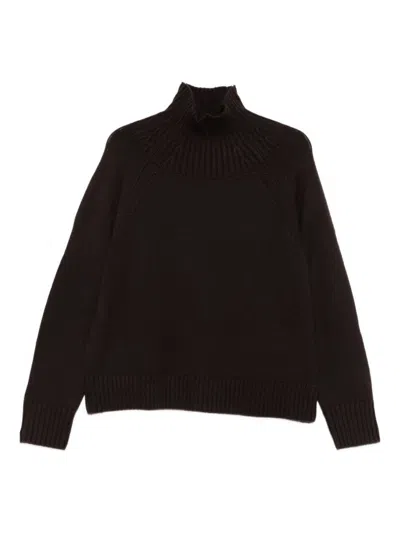 MICHAEL KORS BROWN WOOL SWEATER WITH HIGH RIBBED TURTLENECK