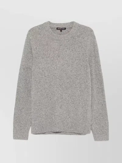 Michael Kors Brushed Wool Blend Sweater With Ribbed Texture In Neutrals