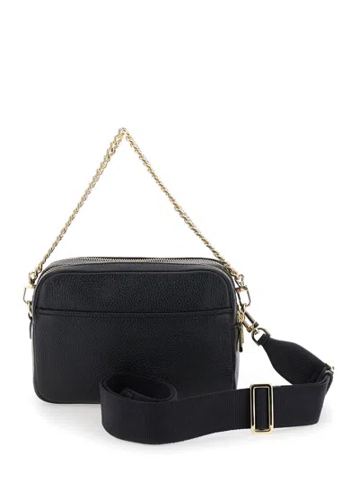Michael Kors 'bryant' Black Shoulder Bag With Logo Lettering On The Front And Chain Shoulder Strap In Hammered Le