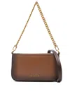 Michael Kors Bryant Small Burnished Leather Convertible Pochette In Brown