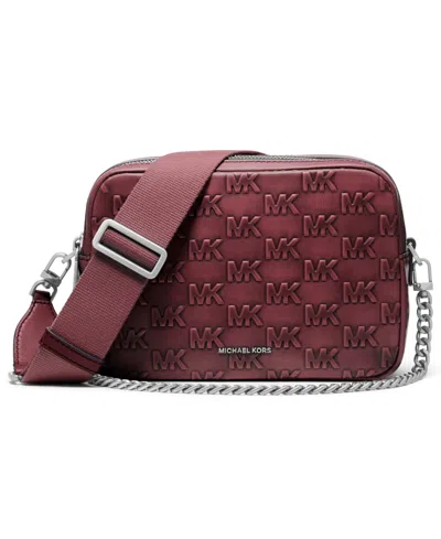 Michael Kors Bryant Double Zip Chain Camera Crossbody Bag In Burgundy