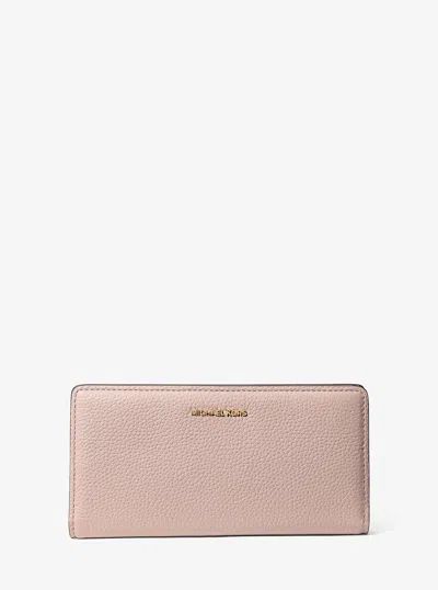 Michael Kors Bryant Large Pebbled Leather Snap-front Wallet In Pink