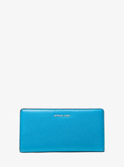 Michael Kors Bryant Large Pebbled Leather Snap-front Wallet In Blue
