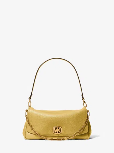 Michael Kors Bryant Large Textured Leather Convertible Shoulder Bag In Yellow