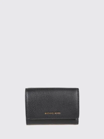 Michael Kors Bryant Leather Tri-fold Wallet With Metal Logo And Button In Black