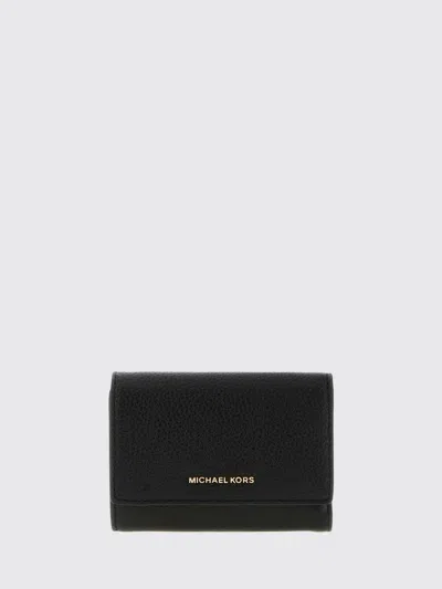 Michael Kors Bryant Leather Tri-fold Wallet With Metal Logo And Button In Black