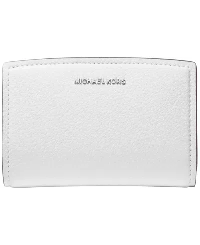 Michael Kors Bryant Leather Zip Around Mini Wallet In Optic White