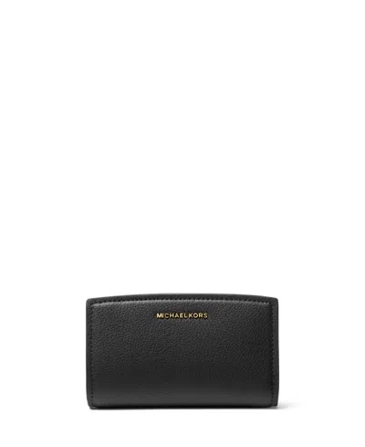 Michael Kors Bryant Leather Zip Around Wallet In Black,gold