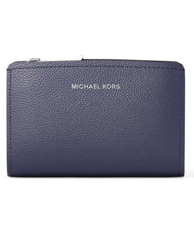 Michael Kors Bryant Leather Zip Around Wallet In Blue