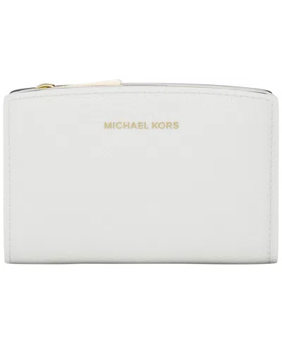 Michael Kors Bryant Leather Zip Around Wallet In Eggshell
