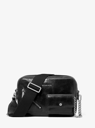 Michael Kors Bryant Medium Leather Camera Crossbody Bag With Card Case In Black