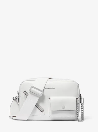 Michael Kors Bryant Medium Leather Camera Crossbody Bag With Card Case In White