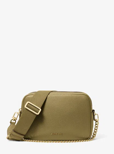 Michael Kors Bryant Medium Pebbled Leather Camera Crossbody Bag In Green