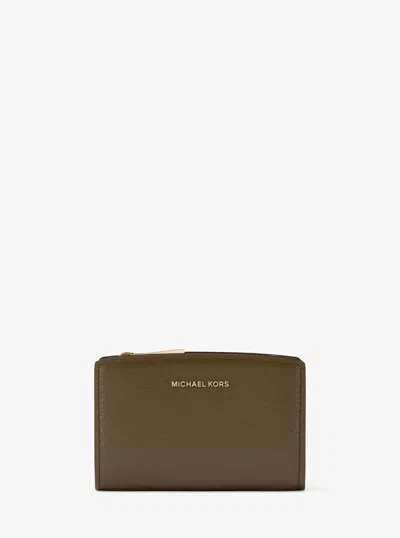 Michael Kors Bryant Medium Pebbled Leather Wallet In Green
