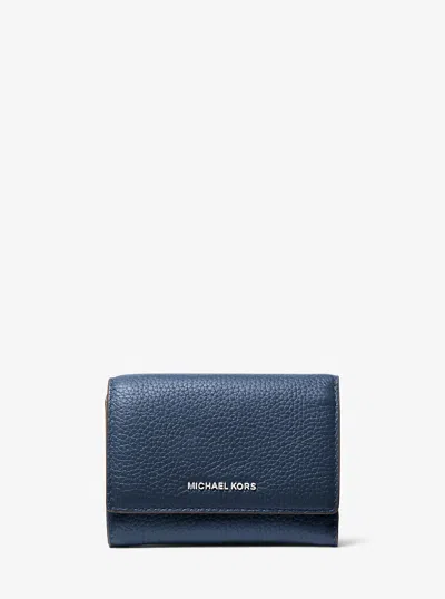 Michael Kors Bryant Medium Pebbled Leather Wallet In Blue