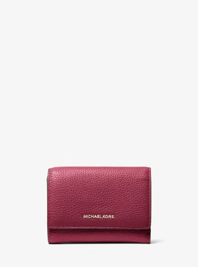 Michael Kors Bryant Medium Pebbled Leather Wallet In Red