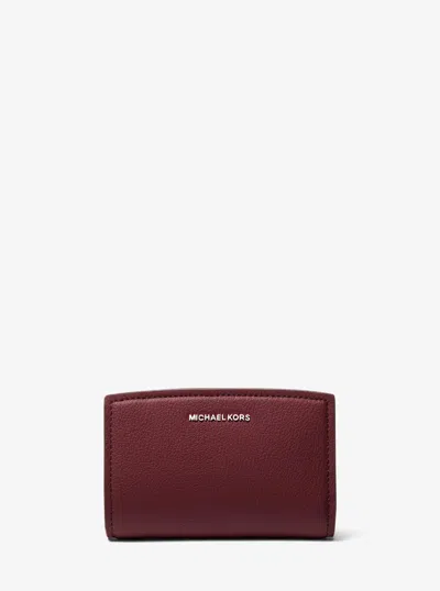 Michael Kors Bryant Medium Pebbled Leather Wallet In Red
